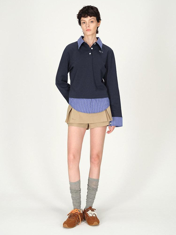 AFTADAWN Gray Air Layer Zip Polo Tulip Skirt Women&