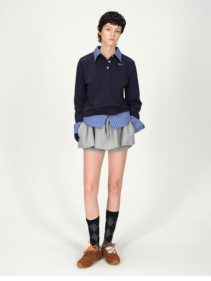 AFTADAWN Gray Air Layer Zip Polo Tulip Skirt Women&