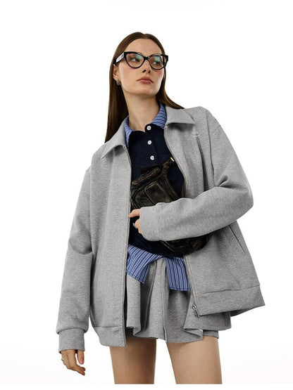 AFTADAWN Gray Air Layer Zip Polo Tulip Skirt Women&