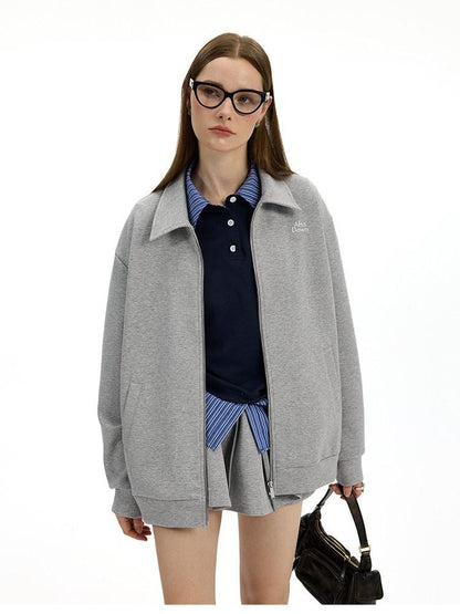 AFTADAWN Gray Air Layer Zip Polo Tulip Skirt Women&