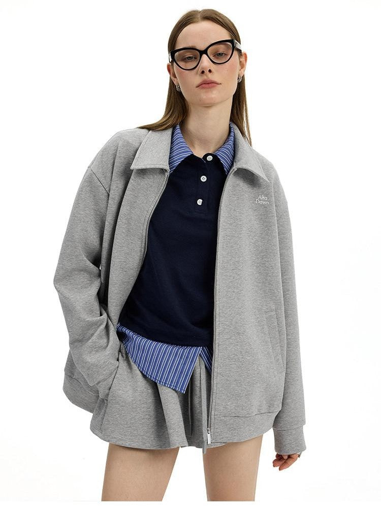 AFTADAWN Gray Air Layer Zip Polo Tulip Skirt Women&