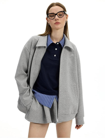 AFTADAWN Gray Air Layer Zip Polo Tulip Skirt Women&