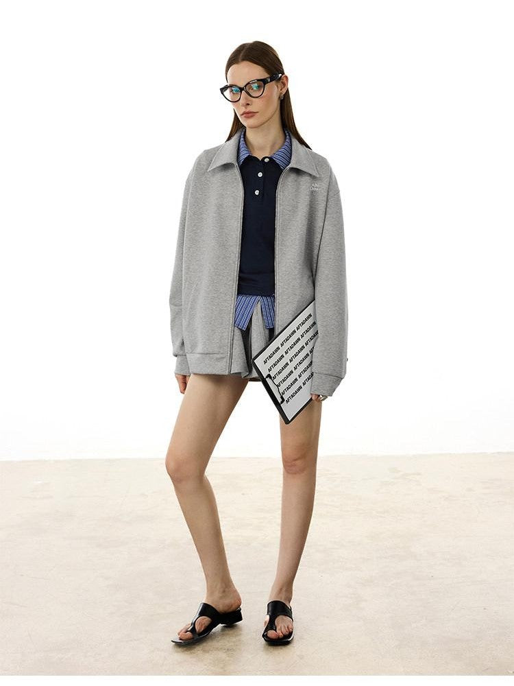 AFTADAWN Gray Air Layer Zip Polo Tulip Skirt Women&
