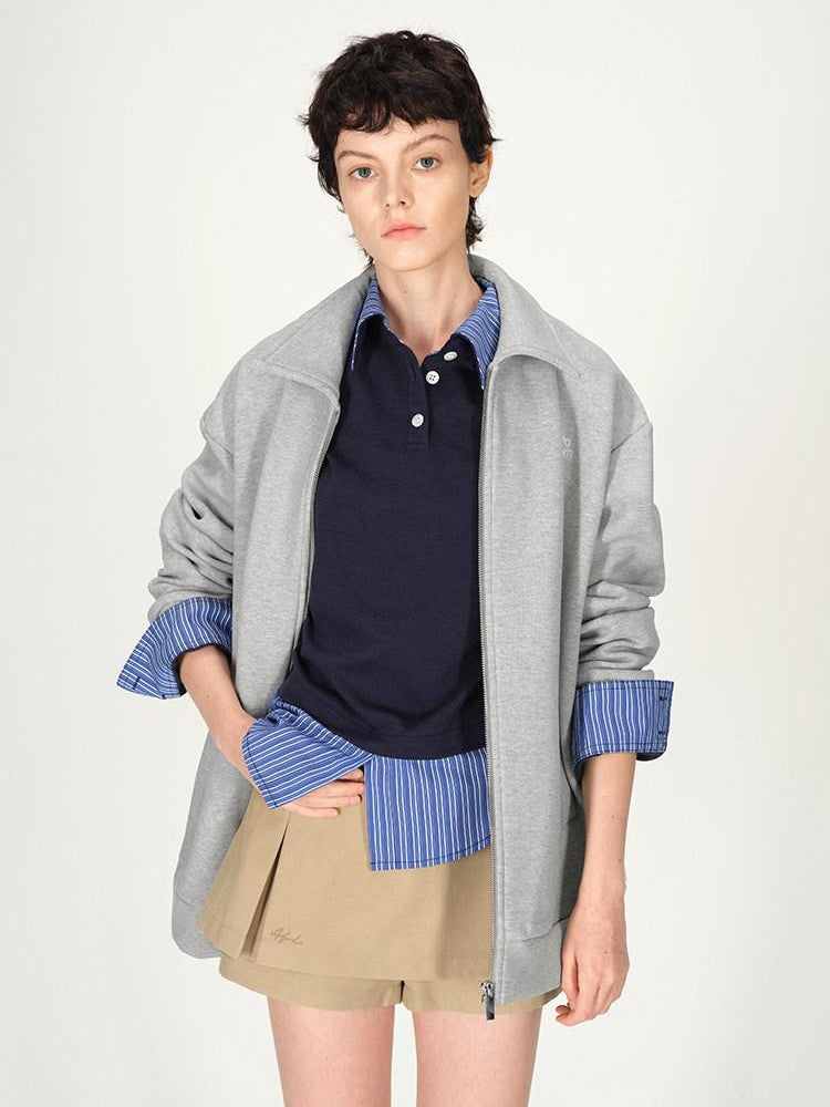 AFTADAWN Gray Air Layer Zip Polo Tulip Skirt Women&