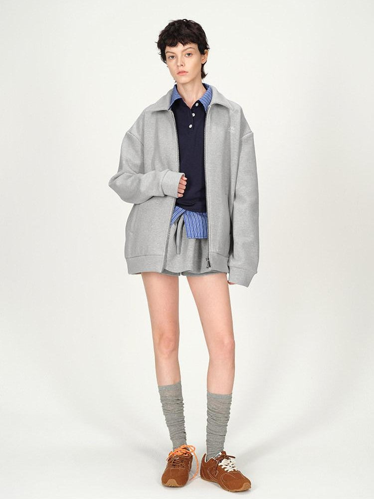 AFTADAWN Gray Air Layer Zip Polo Tulip Skirt Women&