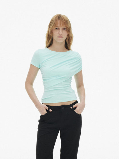 AFTADAWN Gray Asymmetric Ruched Slim Women&