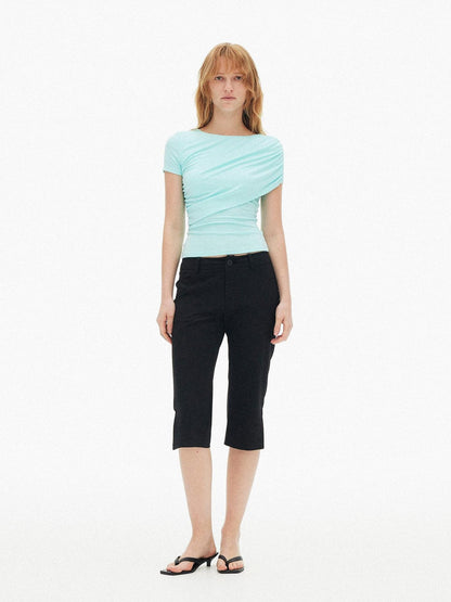 AFTADAWN Gray Asymmetric Ruched Slim Women&