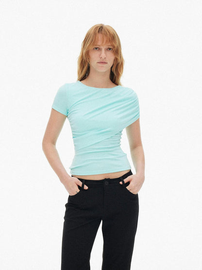 AFTADAWN Gray Asymmetric Ruched Slim Women&