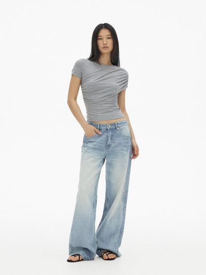 AFTADAWN Gray Asymmetric Ruched Slim Women&