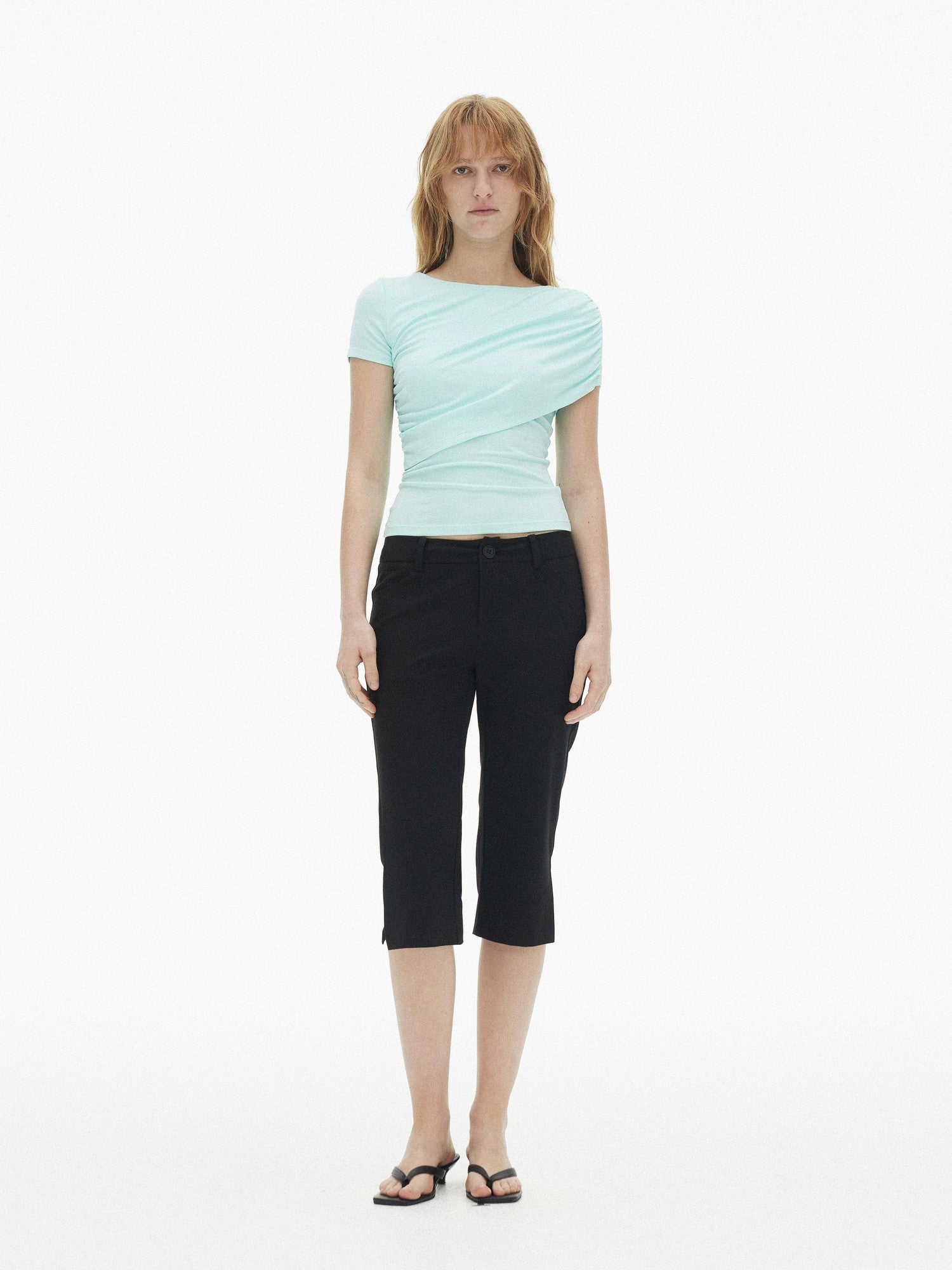 AFTADAWN Gray Asymmetric Ruched Slim Women&