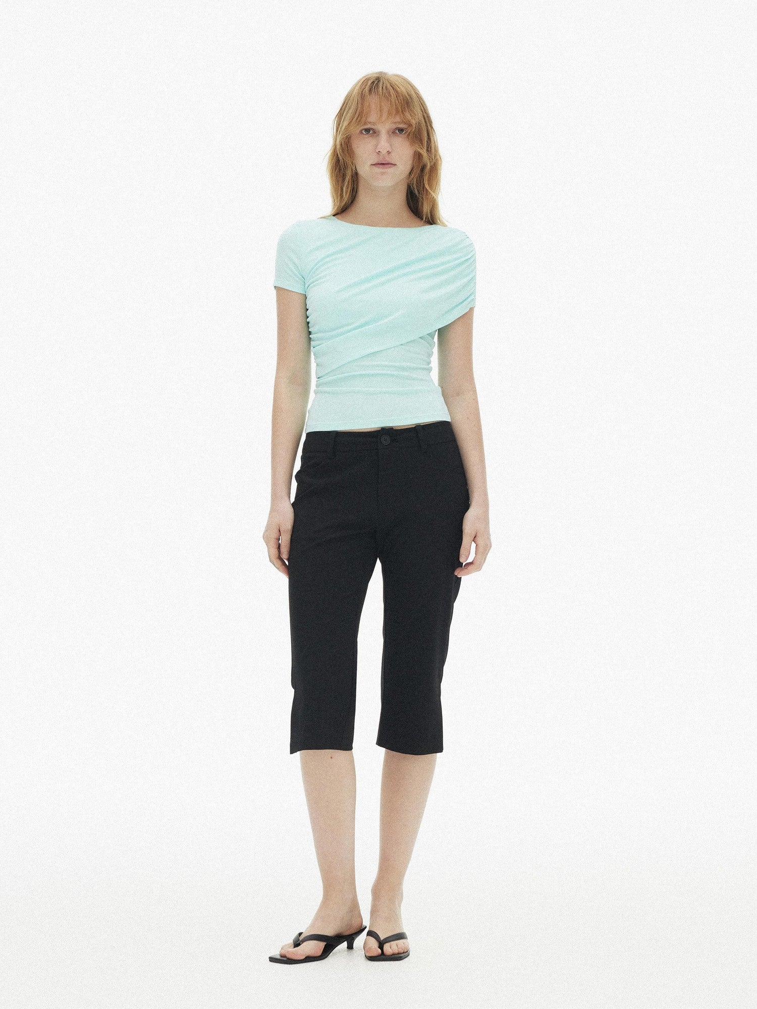 AFTADAWN Gray Asymmetric Ruched Slim Women&