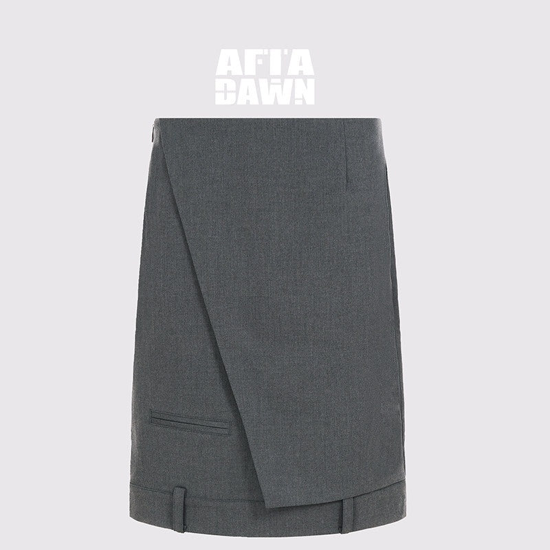 AFTADAWN_Gray_Asymmetric_Side_Slit_Tailored_Women&