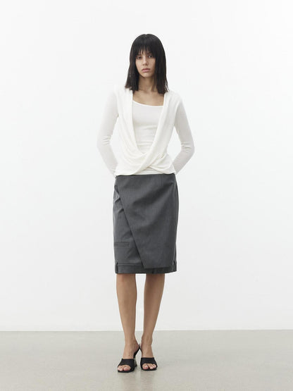 AFTADAWN Gray Asymmetric Side Slit Tailored Women&