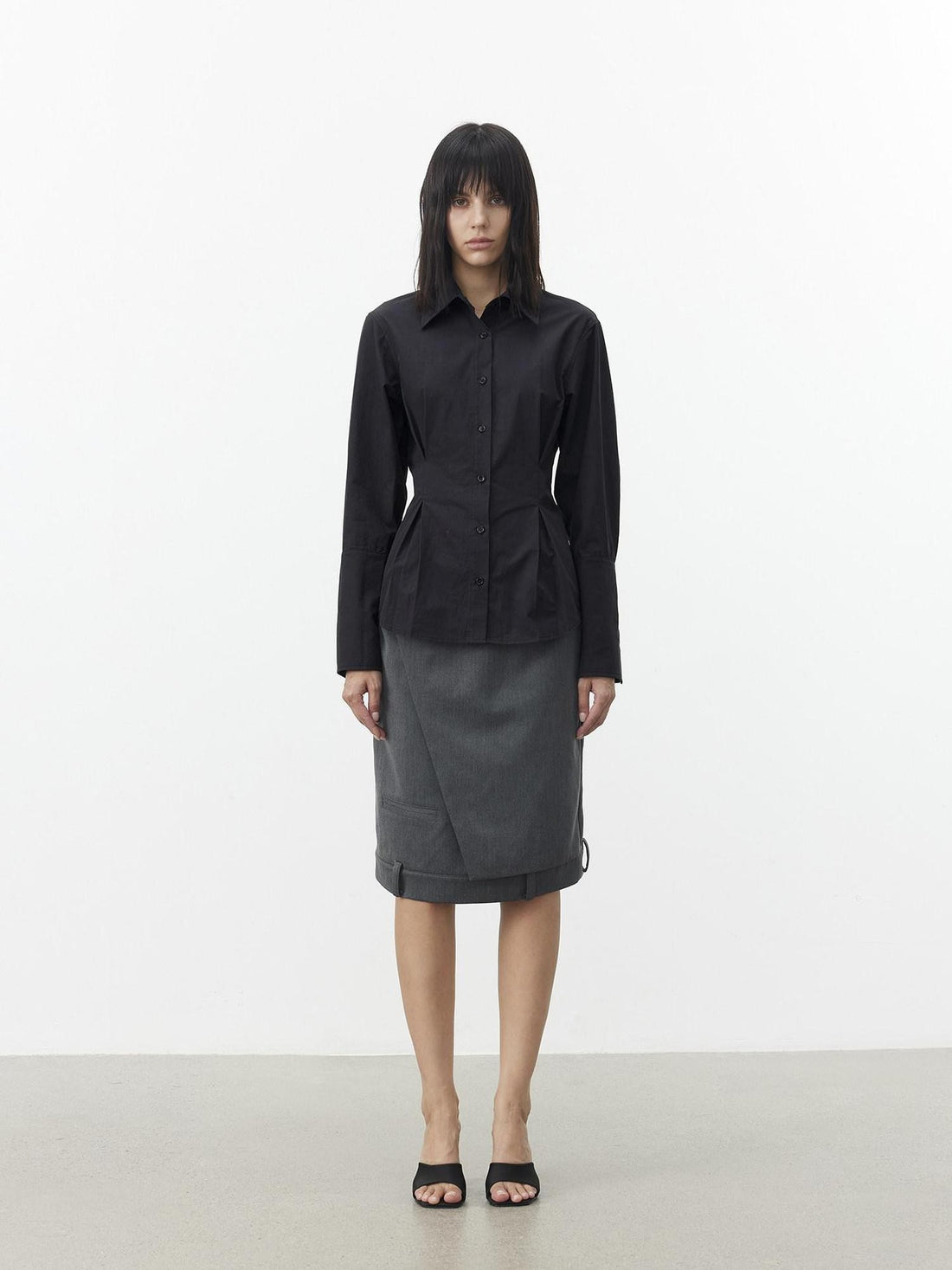 AFTADAWN Gray Asymmetric Side Slit Tailored Women&