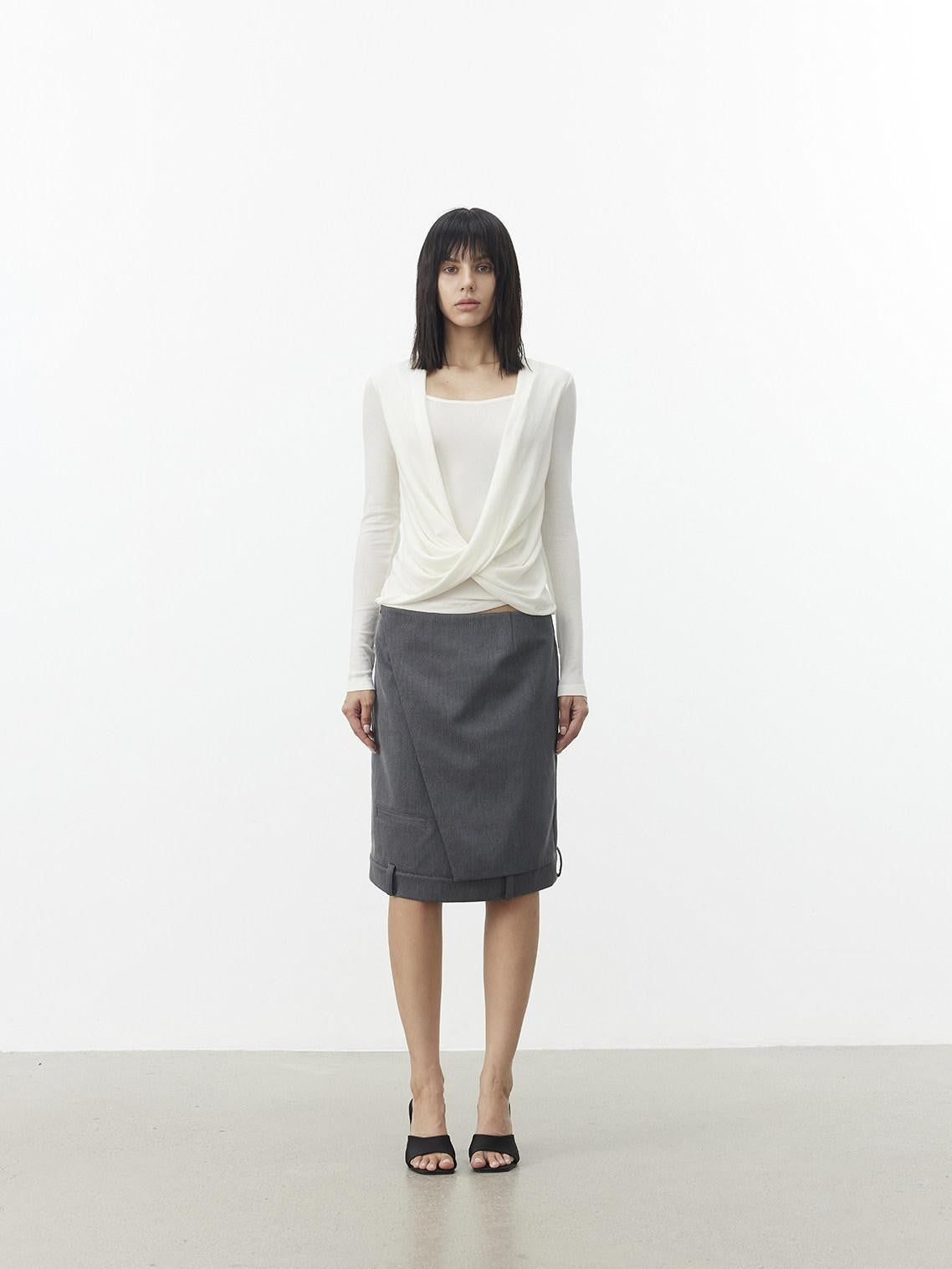 AFTADAWN Gray Asymmetric Side Slit Tailored Women&