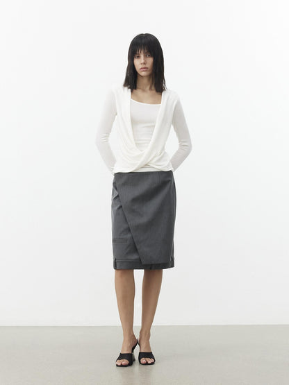 AFTADAWN Gray Asymmetric Side Slit Tailored Women&