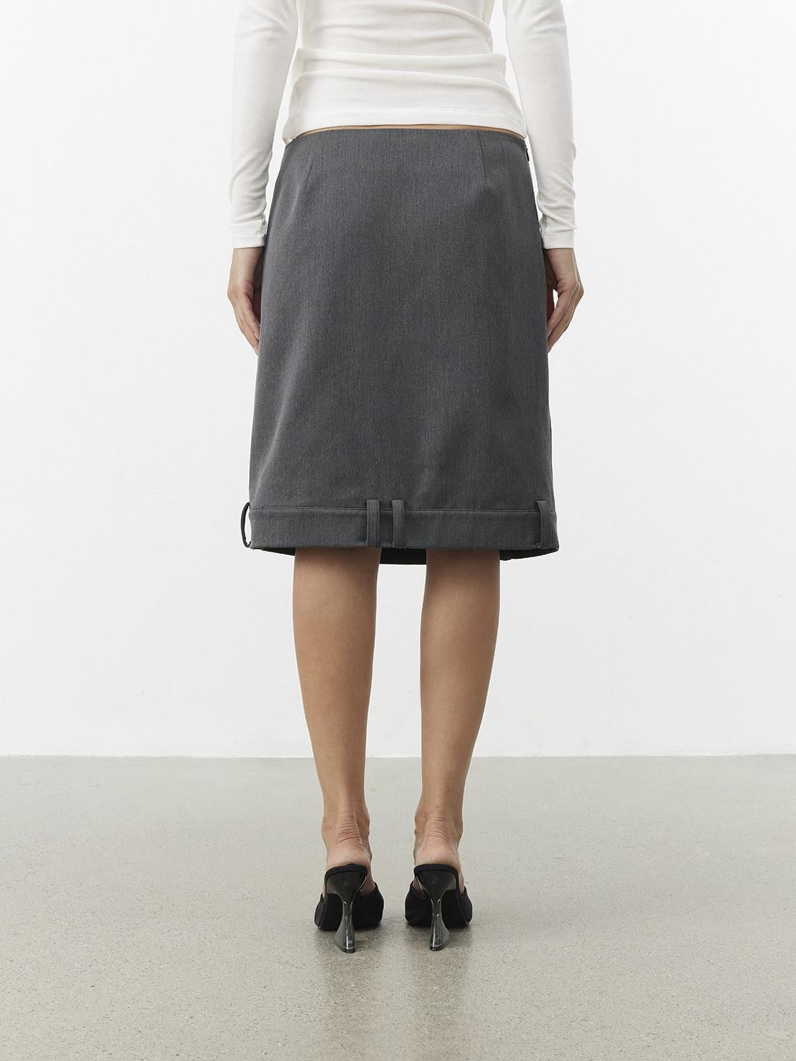 AFTADAWN Gray Asymmetric Side Slit Tailored Women&
