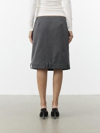 AFTADAWN Gray Asymmetric Side Slit Tailored Women&