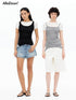 AFTADAWN Gray Black Colorblock 2 In 1 U Neck Women&