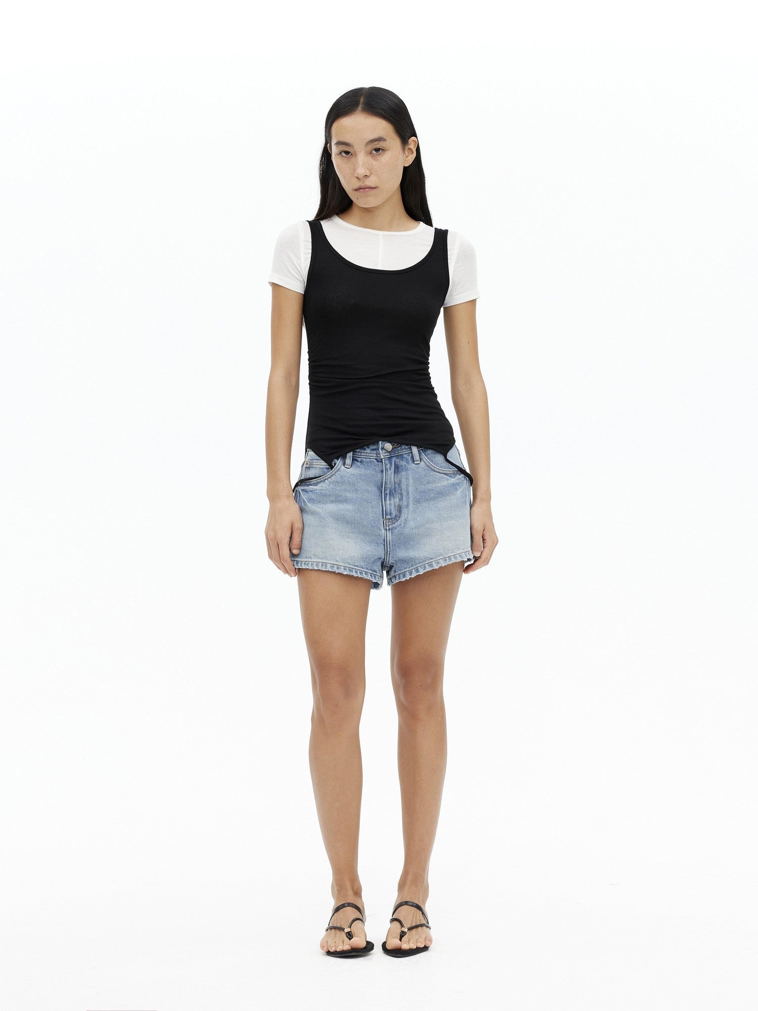 AFTADAWN Gray Black Colorblock 2 In 1 U Neck Women&