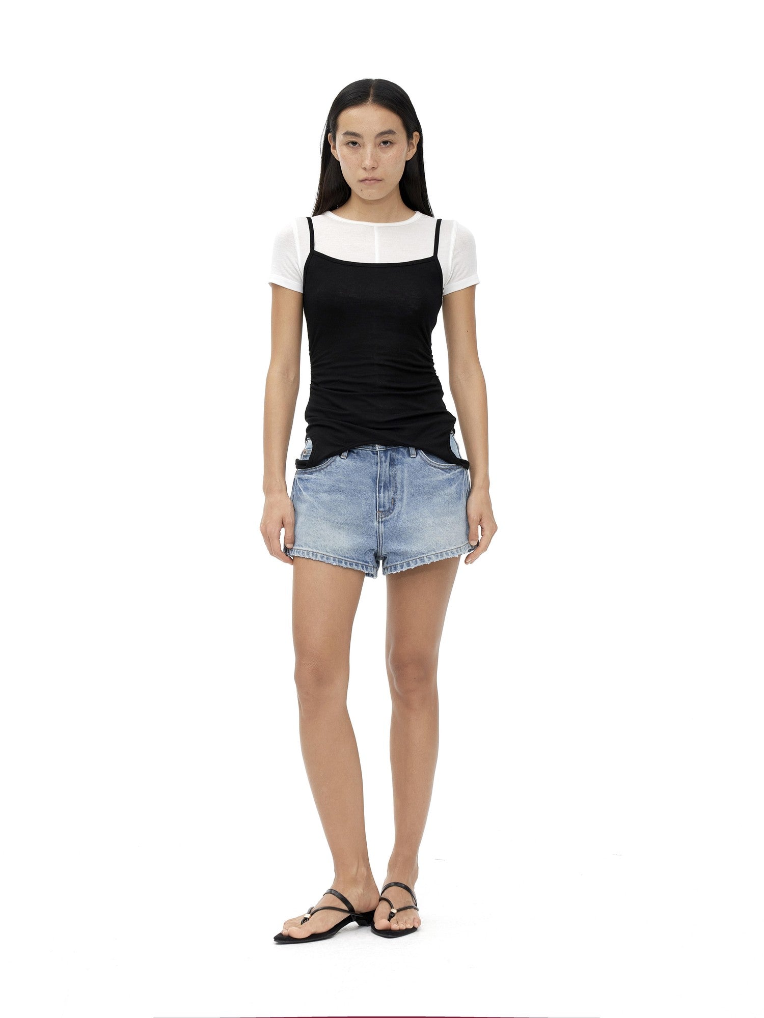 AFTADAWN Gray Black Colorblock 2 In 1 U Neck Women&