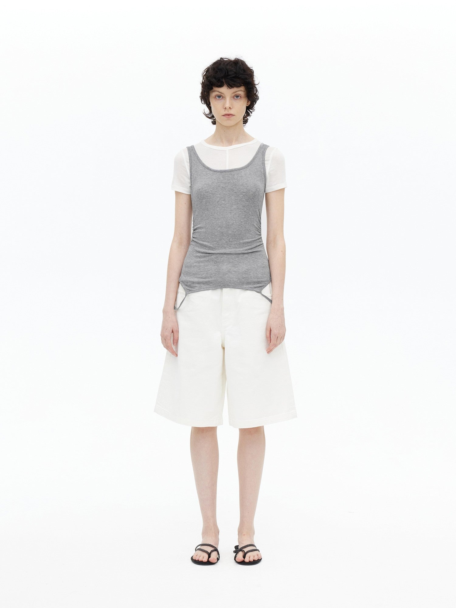 AFTADAWN Gray Black Colorblock 2 In 1 U Neck Women&