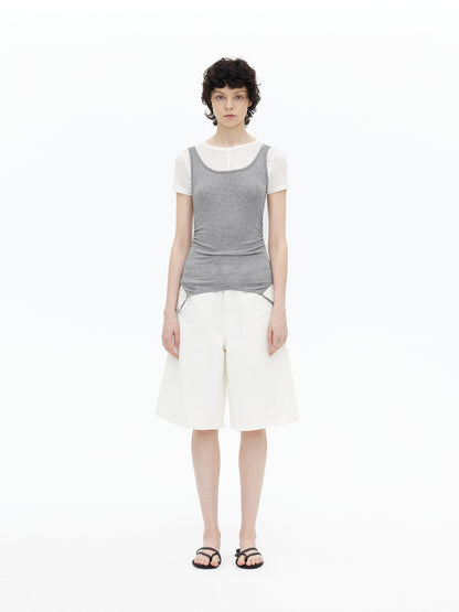 AFTADAWN Gray Black Colorblock 2 In 1 U Neck Women&