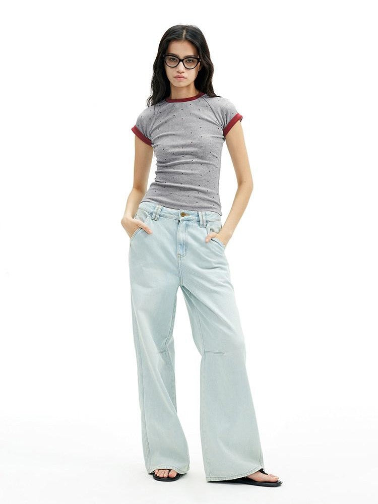 AFTADAWN Gray Black Rhinestone Cross Patchwork Women&