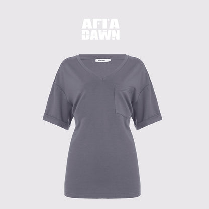 AFTADAWN_Gray_Black_V-neck_Two_Way_Back_Hook_Button_Women&