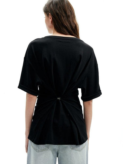 AFTADAWN Gray Black V-neck Two Way Back Hook Button Women&