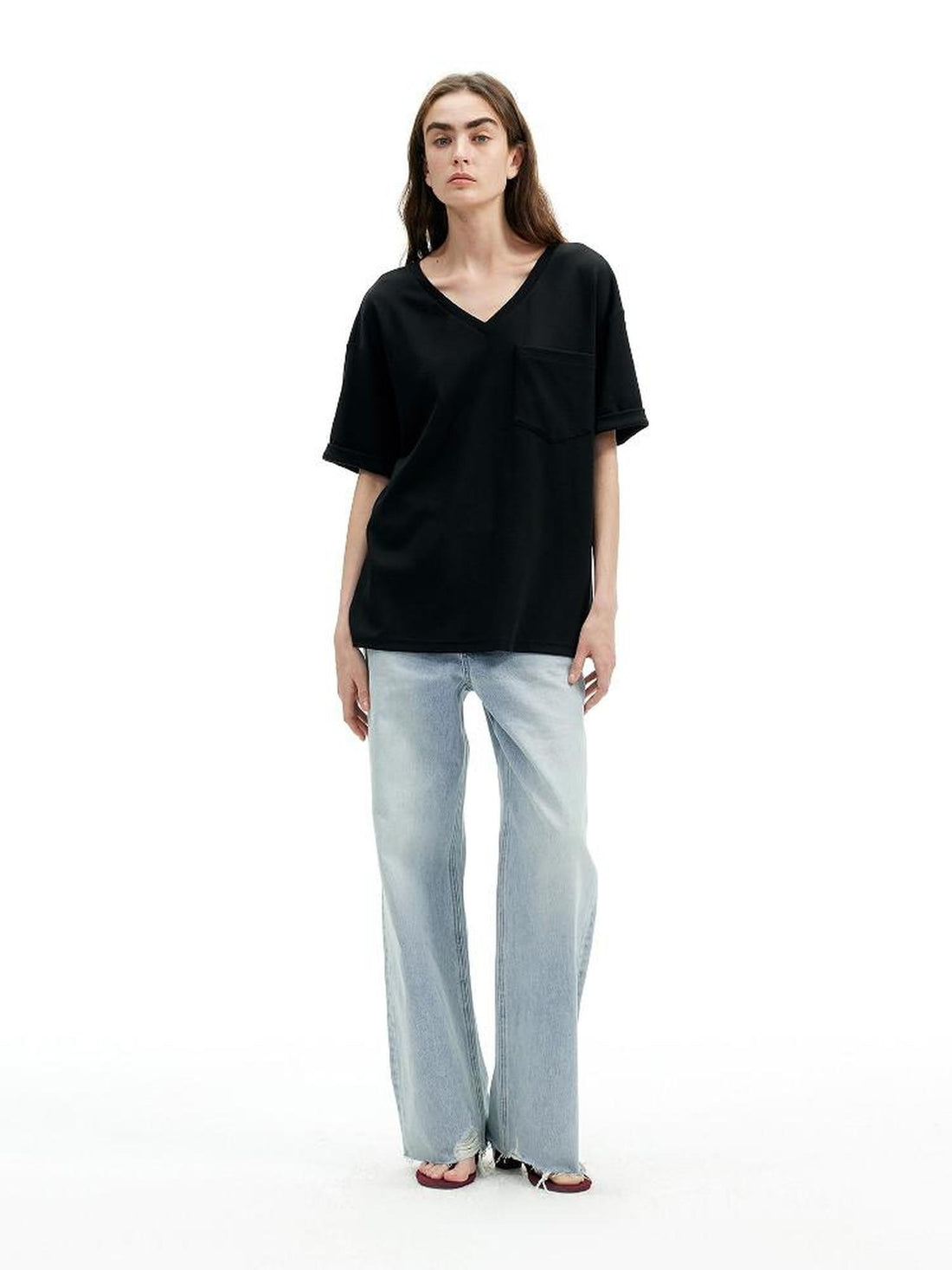 AFTADAWN Gray Black V-neck Two Way Back Hook Button Women&