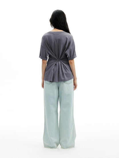 AFTADAWN Gray Black V-neck Two Way Back Hook Button Women&