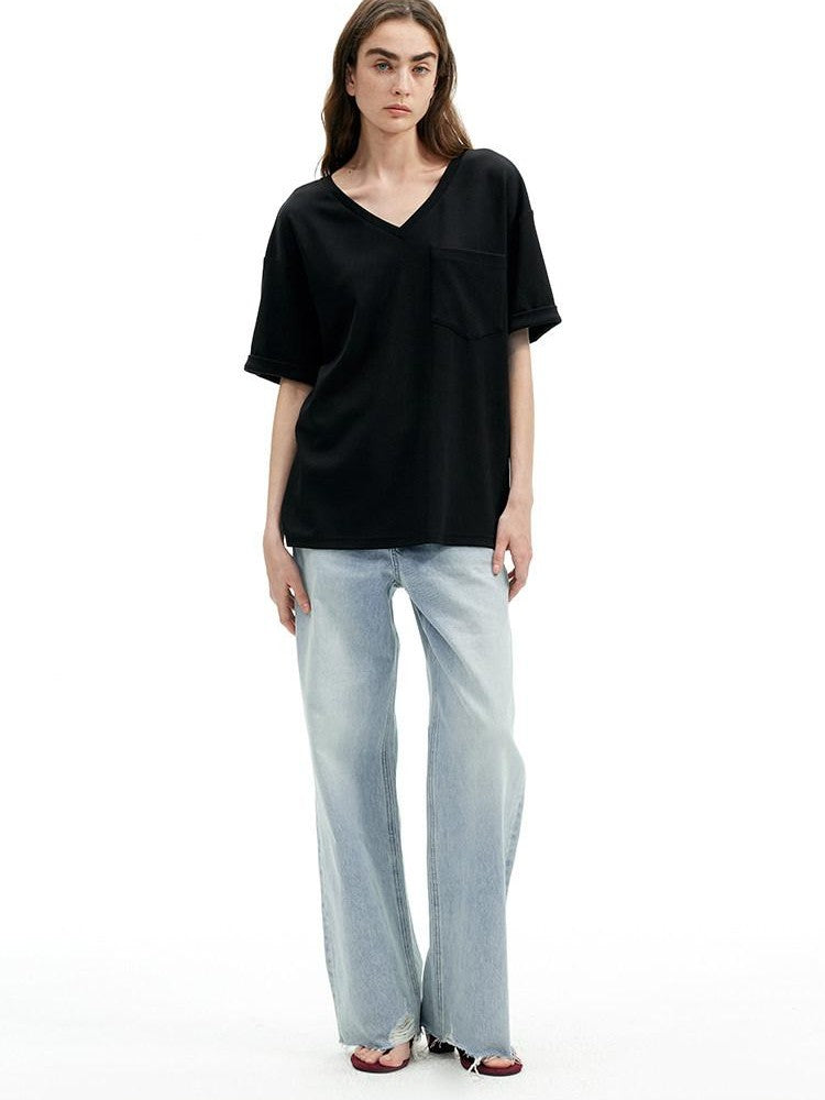 AFTADAWN Gray Black V-neck Two Way Back Hook Button Women&
