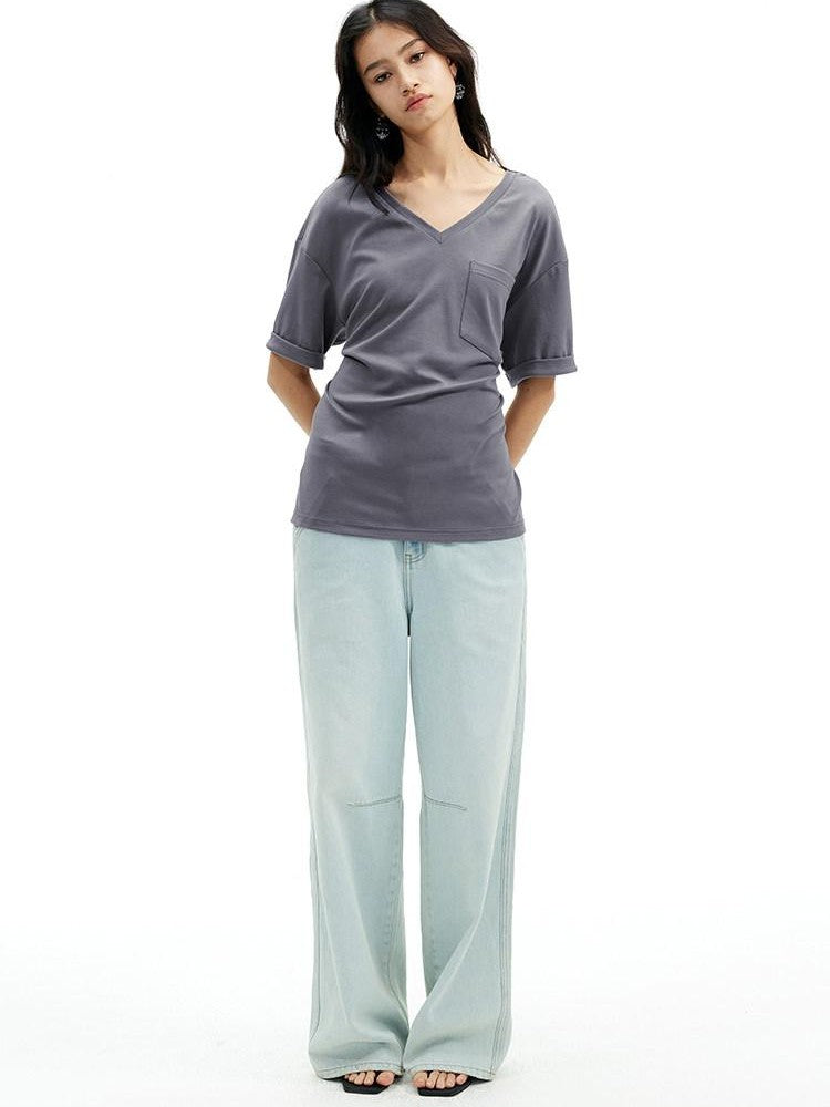 AFTADAWN Gray Black V-neck Two Way Back Hook Button Women&