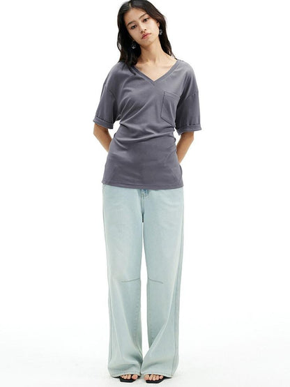 AFTADAWN Gray Black V-neck Two Way Back Hook Button Women&