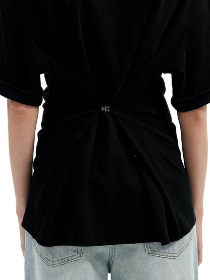 AFTADAWN Gray Black V-neck Two Way Back Hook Button Women&