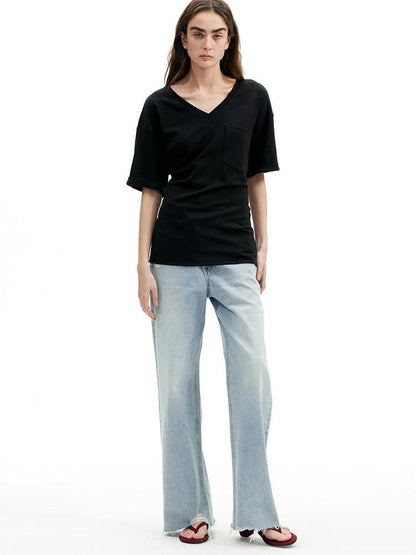 AFTADAWN Gray Black V-neck Two Way Back Hook Button Women&