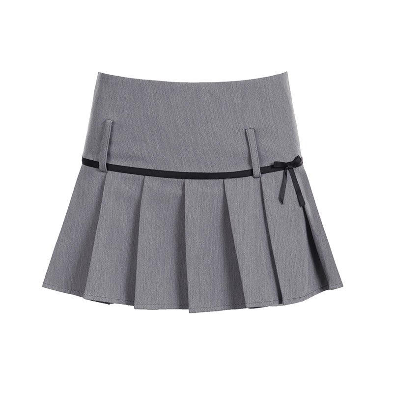 AFTADAWN_Gray_Bow_Tie_Knit_Set_With_Pleated_Skirt_MISSTT