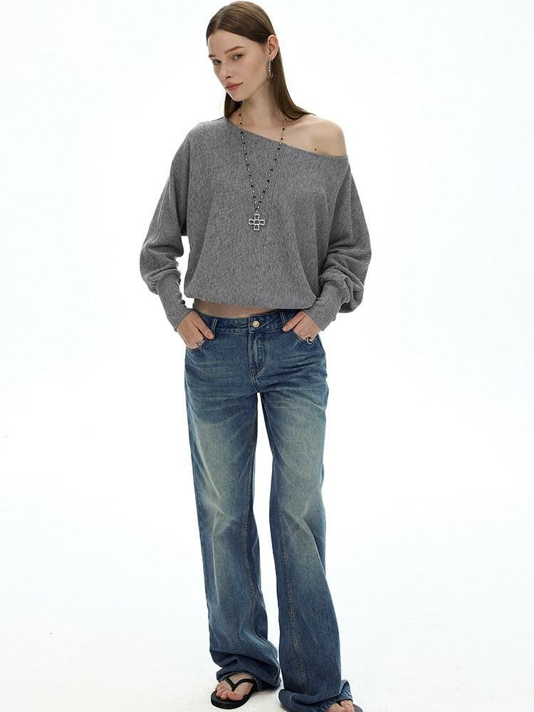 AFTADAWN Gray Embroidered Metallic One Shoulder Women&