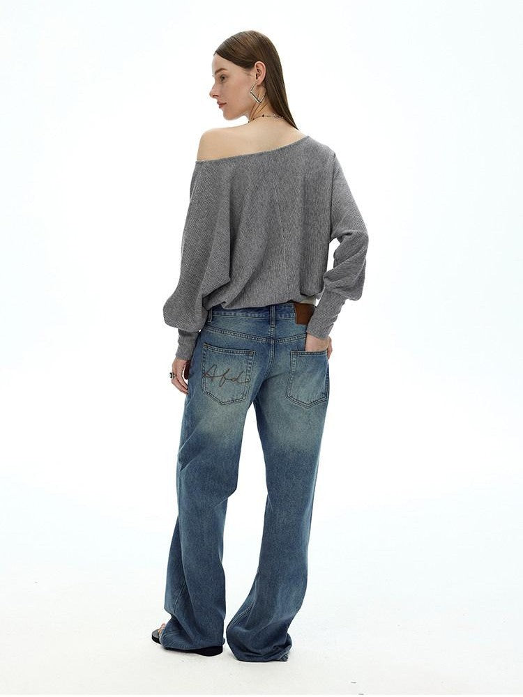 AFTADAWN Gray Embroidered Metallic One Shoulder Women&