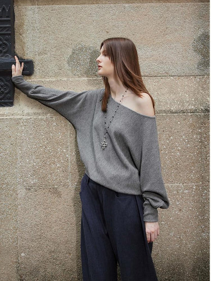 AFTADAWN Gray Embroidered Metallic One Shoulder Women&