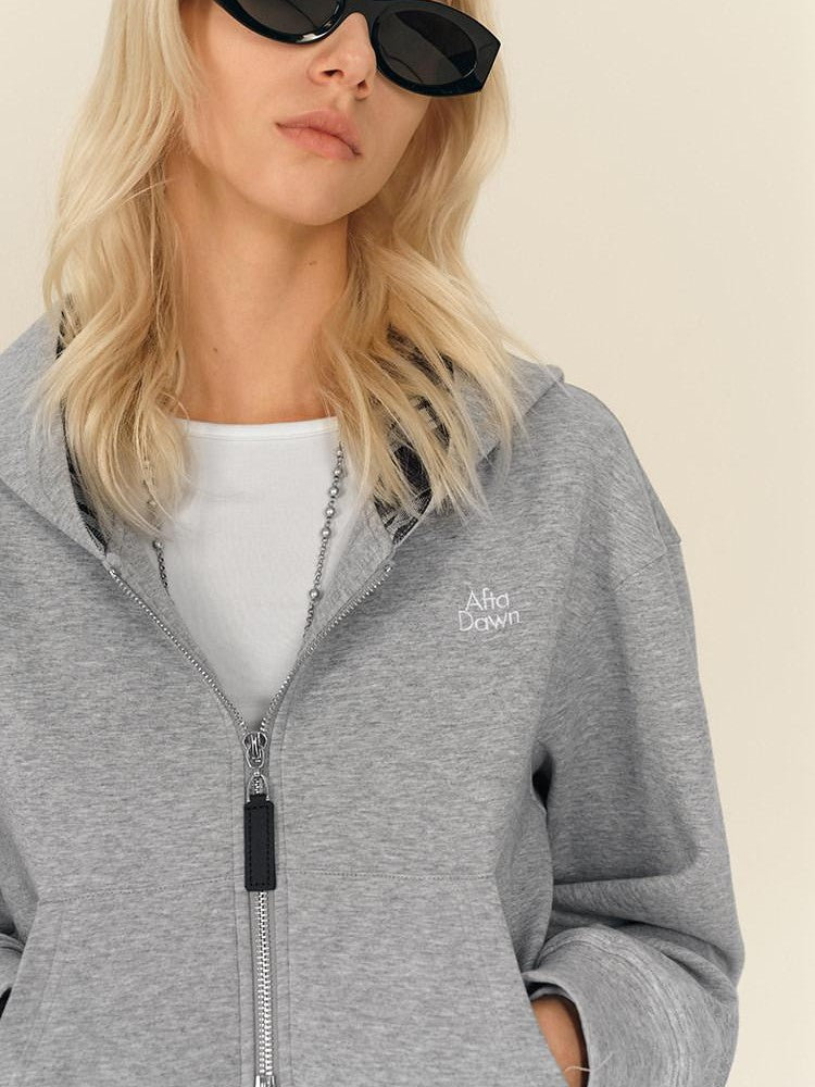 AFTADAWN Gray Plaid Patchwork Double Zipper Women&