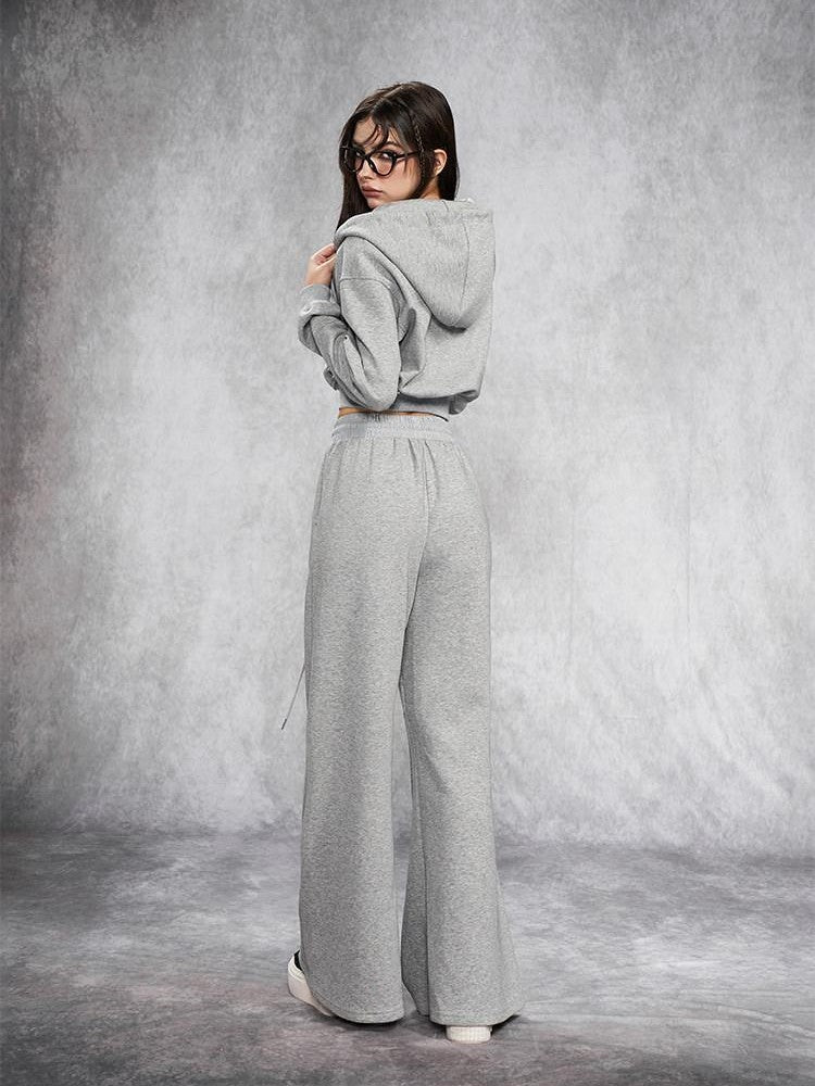 AFTADAWN Gray Rhinestone Stud Hooded Cropped Women&