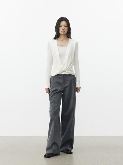 AFTADAWN Gray Single Pleat Inset Pocket Structured Women&
