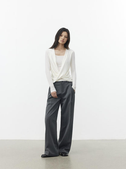 AFTADAWN Gray Single Pleat Inset Pocket Structured Women&