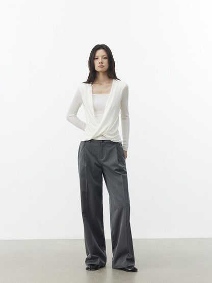 AFTADAWN Gray Single Pleat Inset Pocket Structured Women&