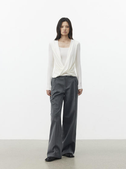 AFTADAWN Gray Single Pleat Inset Pocket Structured Women&