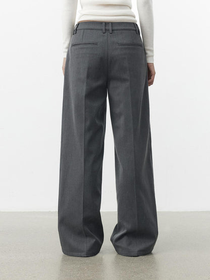 AFTADAWN Gray Single Pleat Inset Pocket Structured Women&