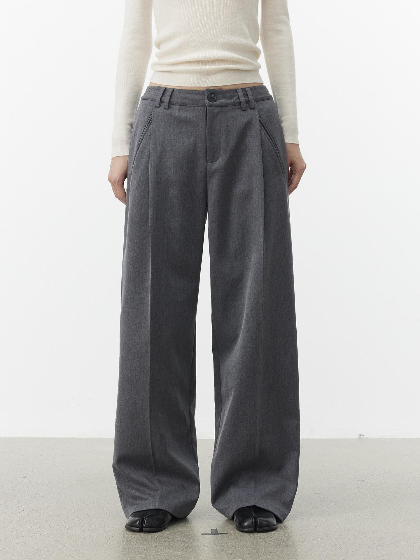 AFTADAWN Gray Single Pleat Inset Pocket Structured Women&