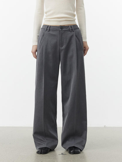 AFTADAWN Gray Single Pleat Inset Pocket Structured Women&